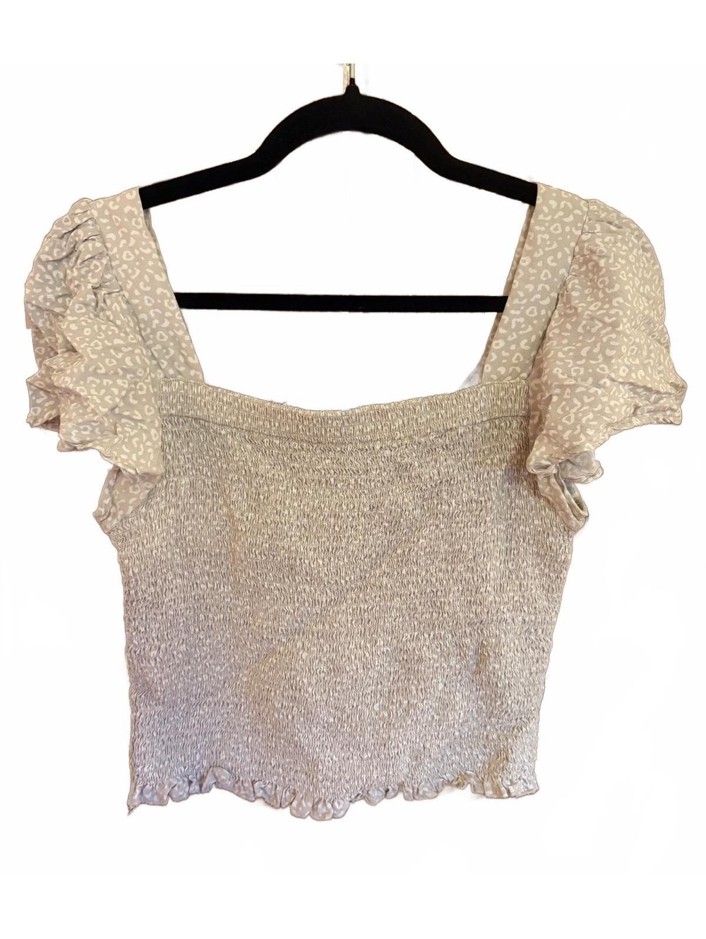 Japna Women's Smocked Square Neck Puff Sleeve Top
